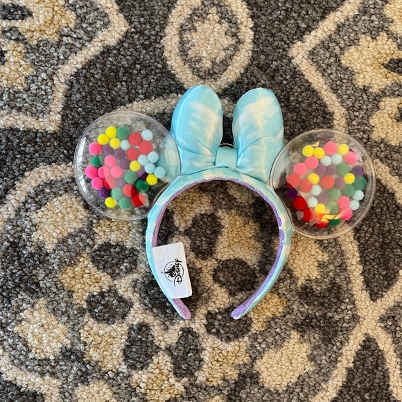 Disney Pixar Up Minnie Mouse Ears Headband Blue Cloud Grape Soda Pom Pom House - Picture 4 of 6